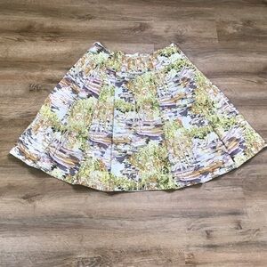 Robin Jordan Skirt Size 6 Full Pleated Sailboat Garden Floral Print Multicolor